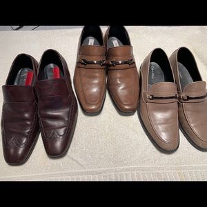 Three pairs of size 7 men’s shoes.